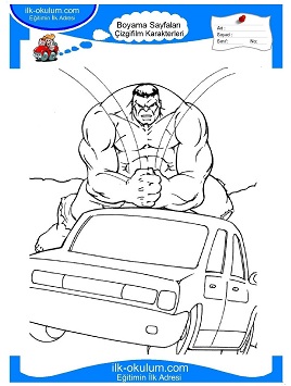 Çocuklar İçin Hulk Boyama Sayfaları 